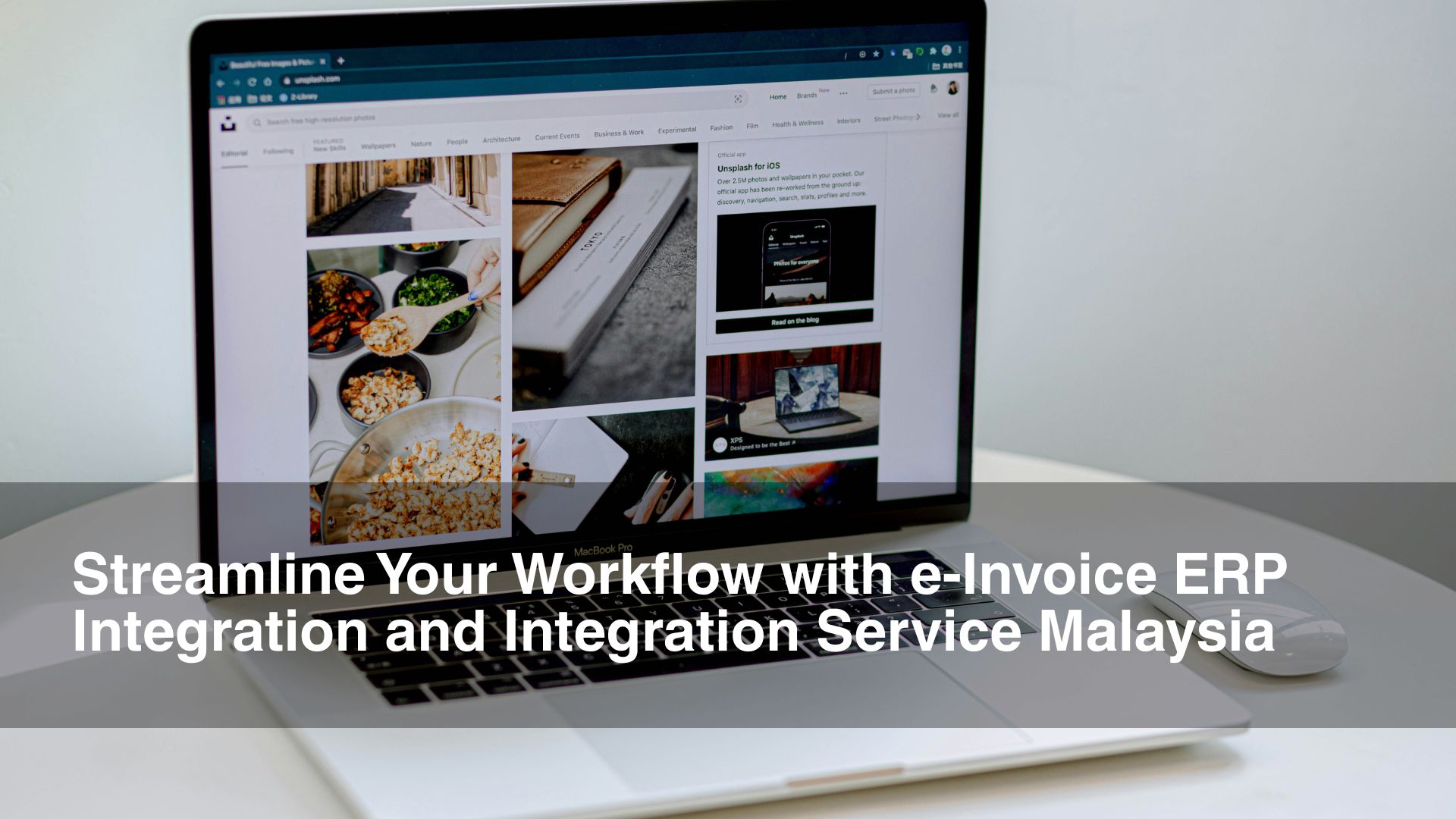 White laptop with screen showing einvoices